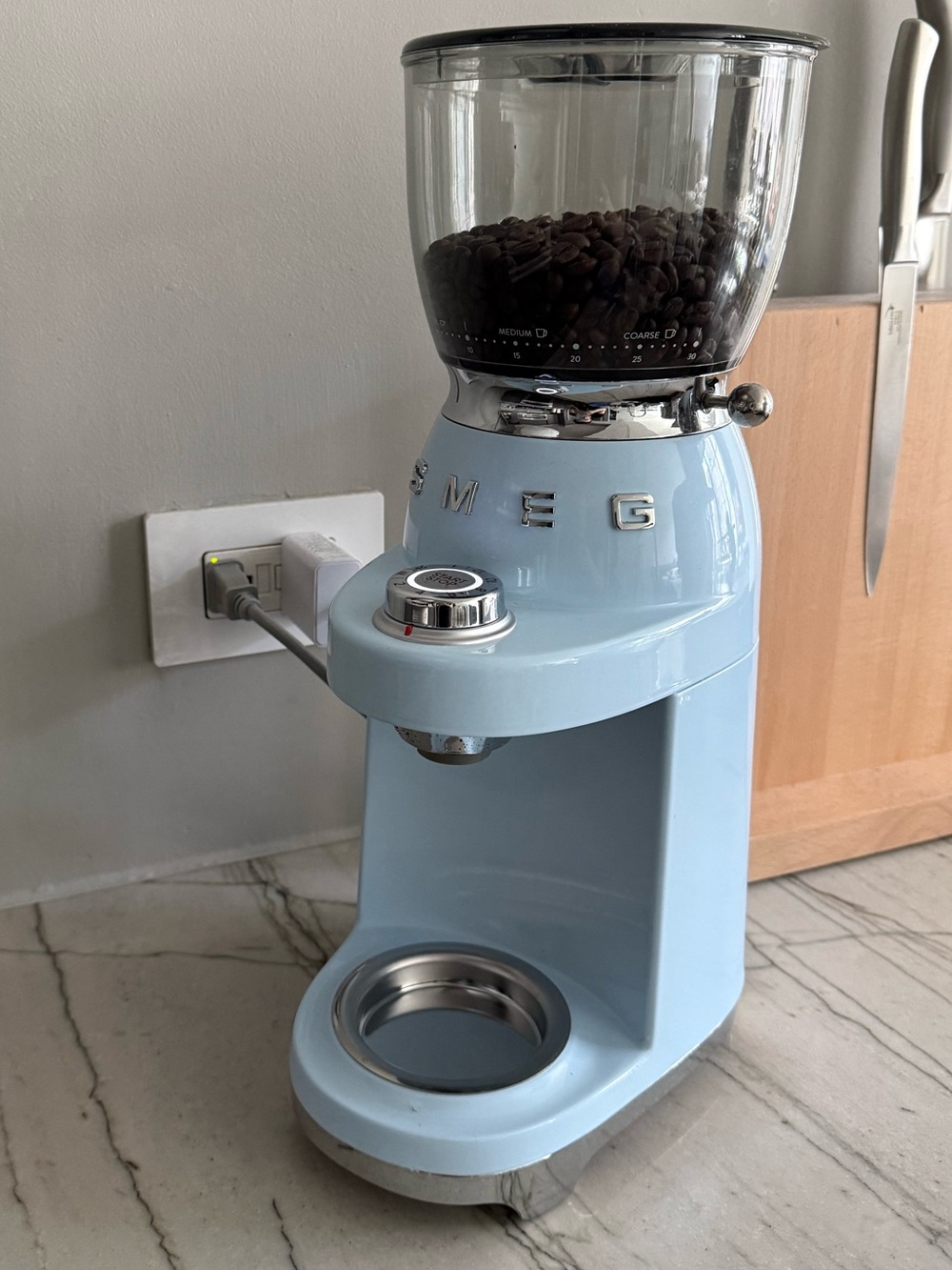 Smeg • Conical Burr Coffee Grinder Retro Style Pastel Blue